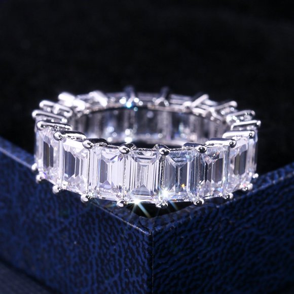Eternal Finger 3A Luxury Cubic Zircon 925 Silver Plated Engagement Ring, L161 - Picture 4 of 5